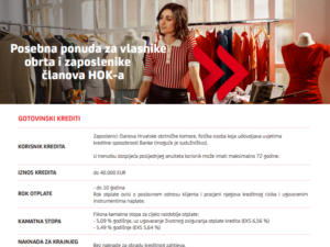 Zagrebačka banka- pogodnosti za obrtnike u listopadu 2024. godine