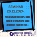 Seminar: POREZNE IZMJENE OD 1.1.2025. GODINE, PRIPREME GFI I PD ZA 2024. GODINU I AKTUALNOSTI IZ DOHOTKA I PDV-a