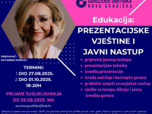Poziv: Edukacija “PREZENTACIJSKE VJEŠTINE I JAVNI NASTUP”, 27.08. i 01.10.2025
